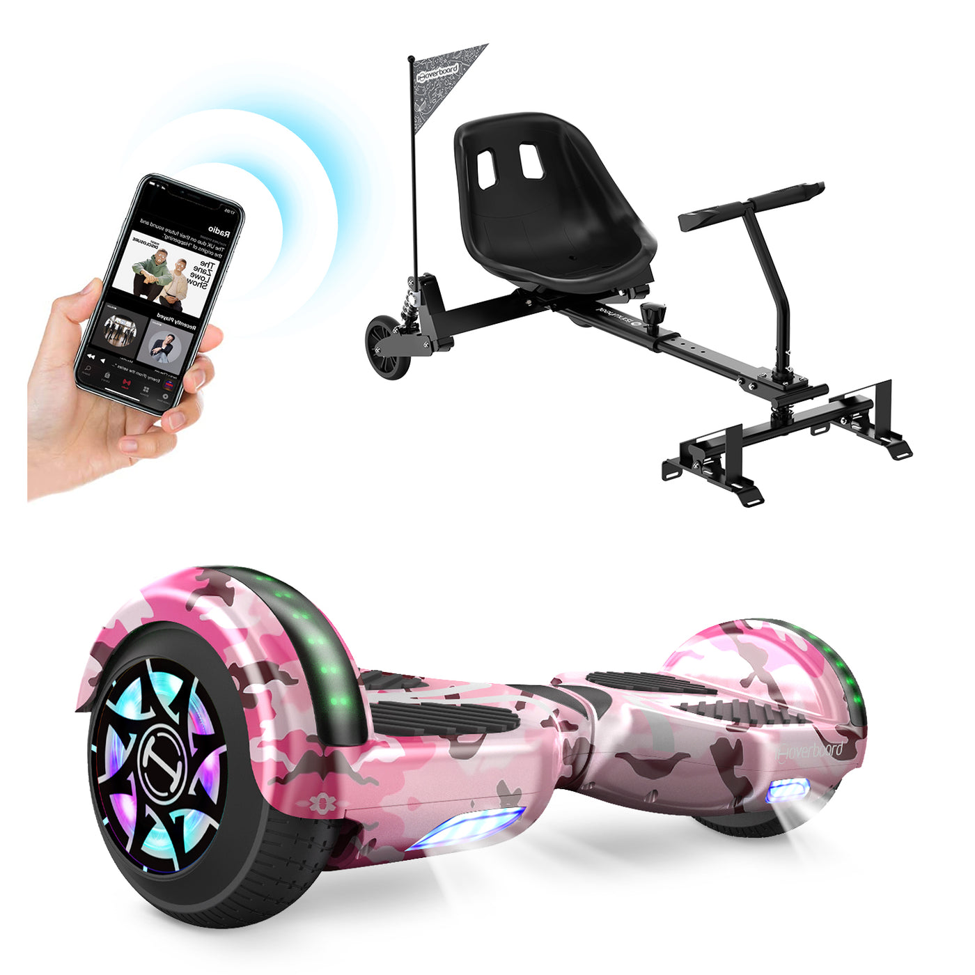 H4 Pink Hoverboard mit Sitz und Lautsprecher