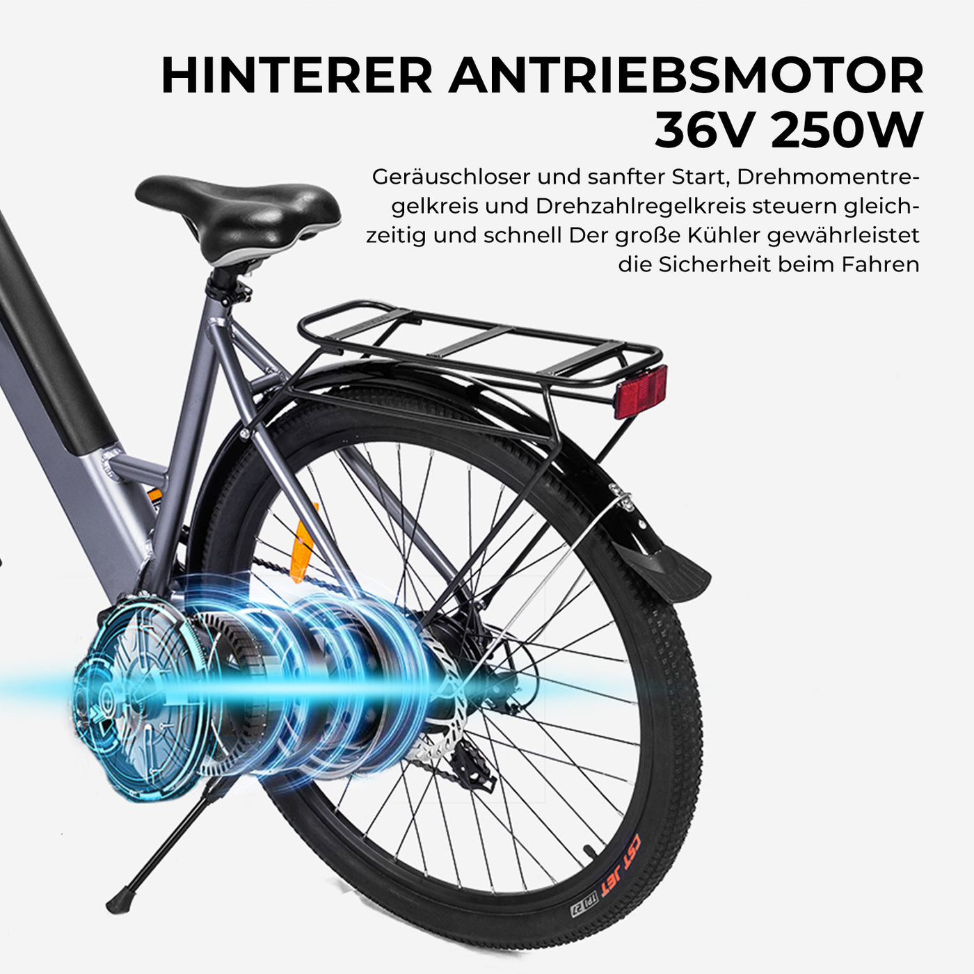 CityRun 27 Zoll E-Bike, Elektrofahrrad für Damen Herren, Pedelec Cityräder Cruise City Bike,250W Motor,Li-Batterie 36V/10,4Ah ebike,bis 45-60KM