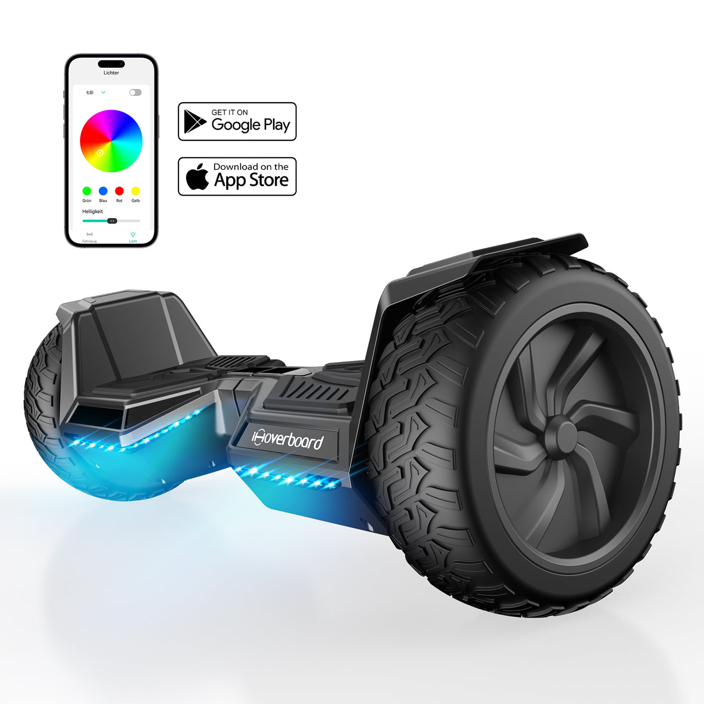 Silbernes Hoverboard mit app