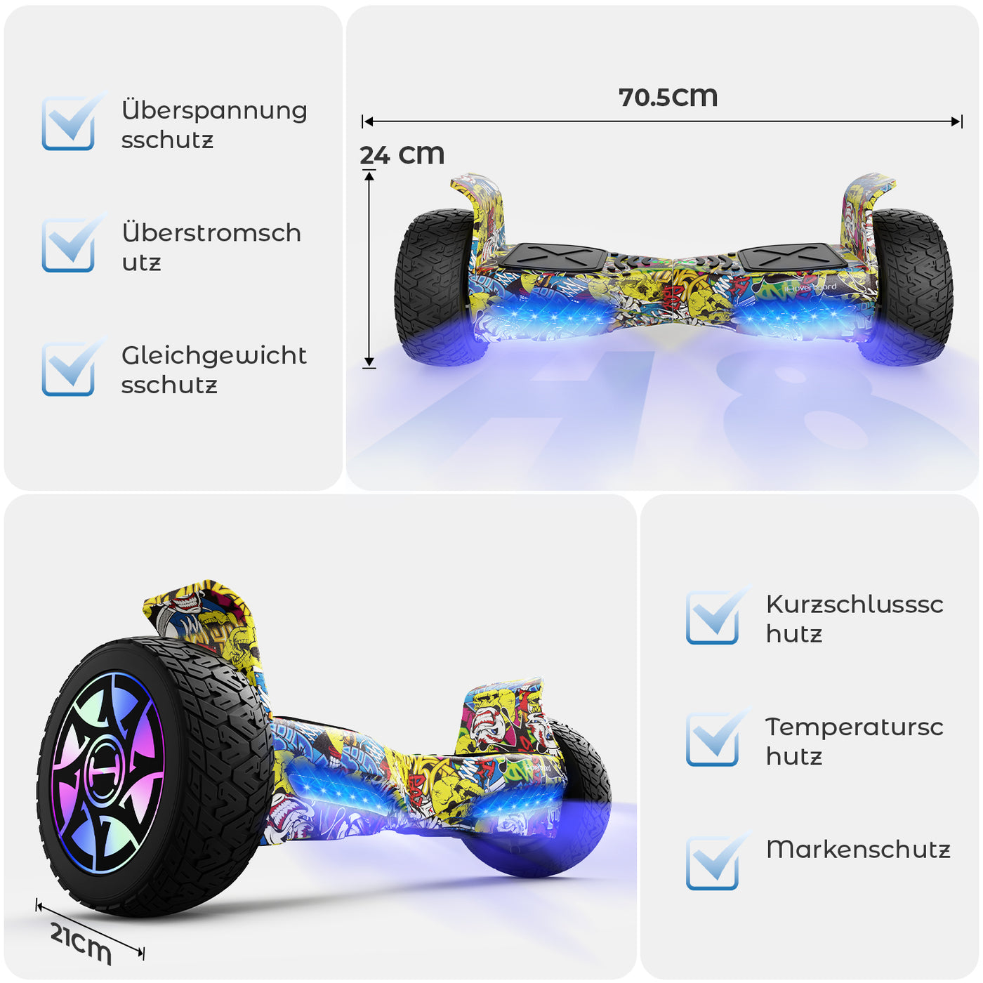iHoverboard H8 LED Gelbes Hoverboard Gelände 8.5"