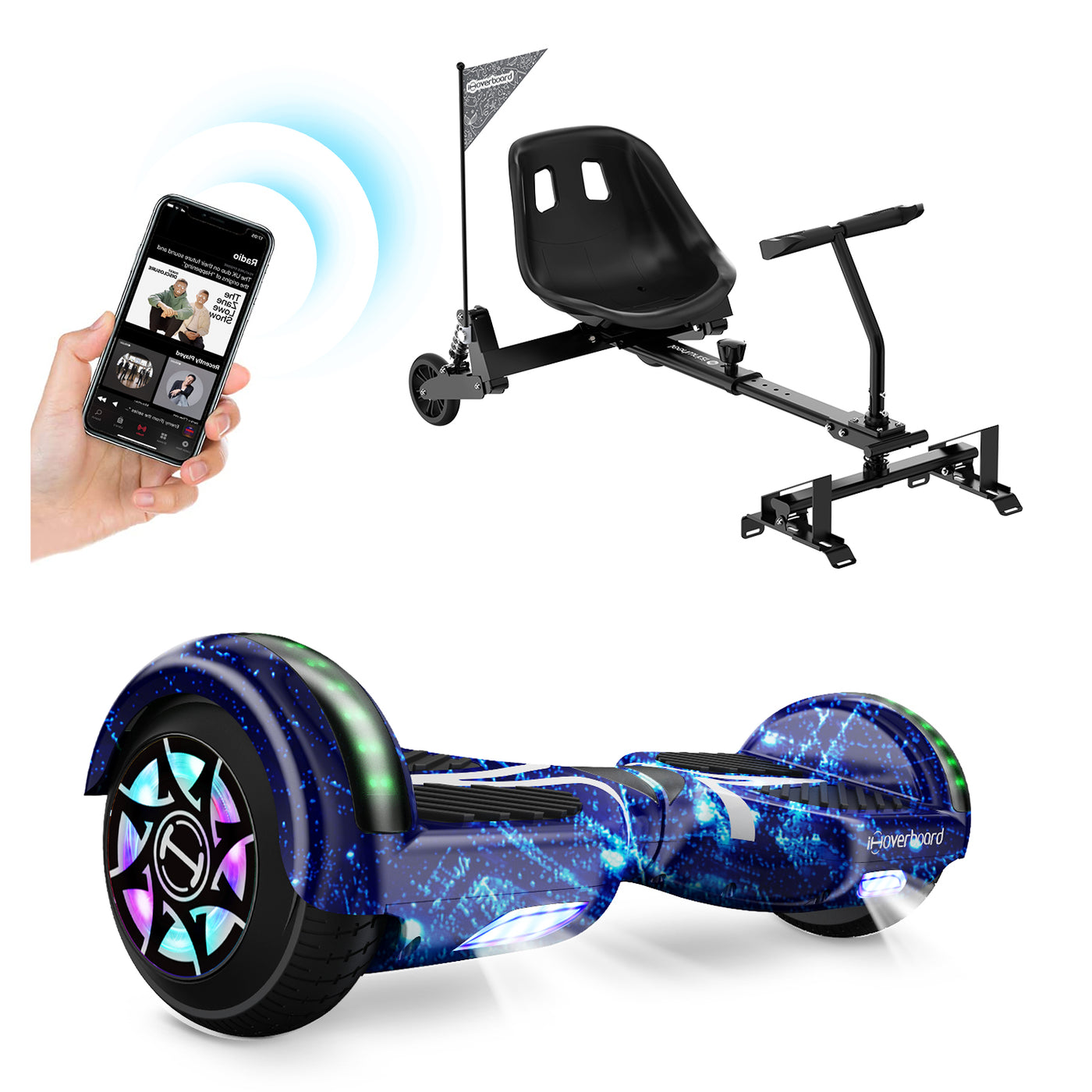 Schnelles H4 Hoverboard Blau mit Sitz mit Bluetooth