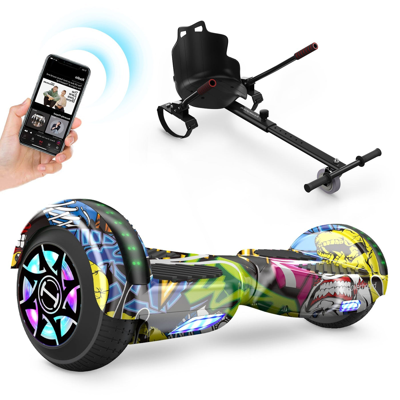 H4 Gelbes Bluetooth-Hoverboard 6,5" mit Sitz und Lautsprecher