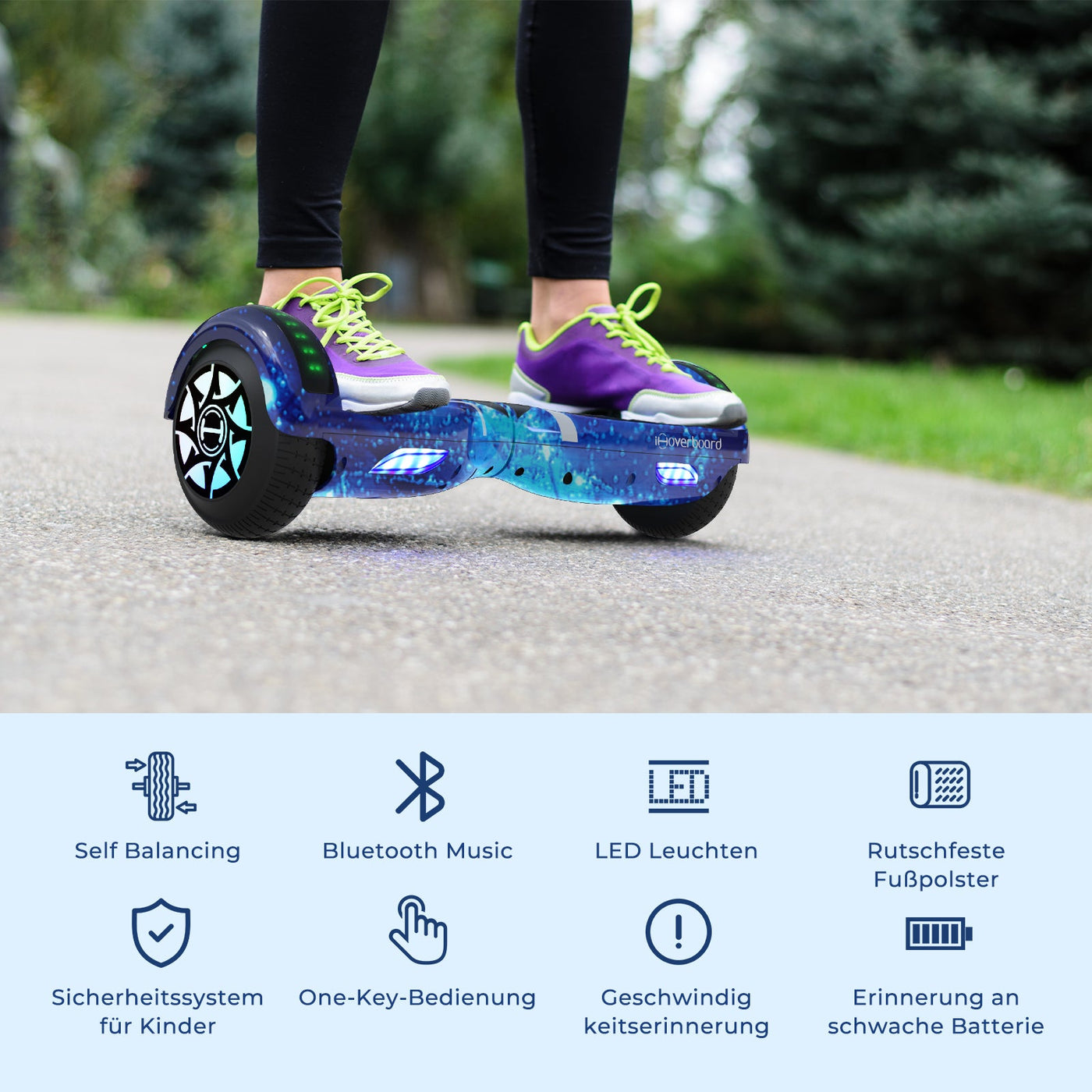 H4 Hoverboard mit Bluetooth blau