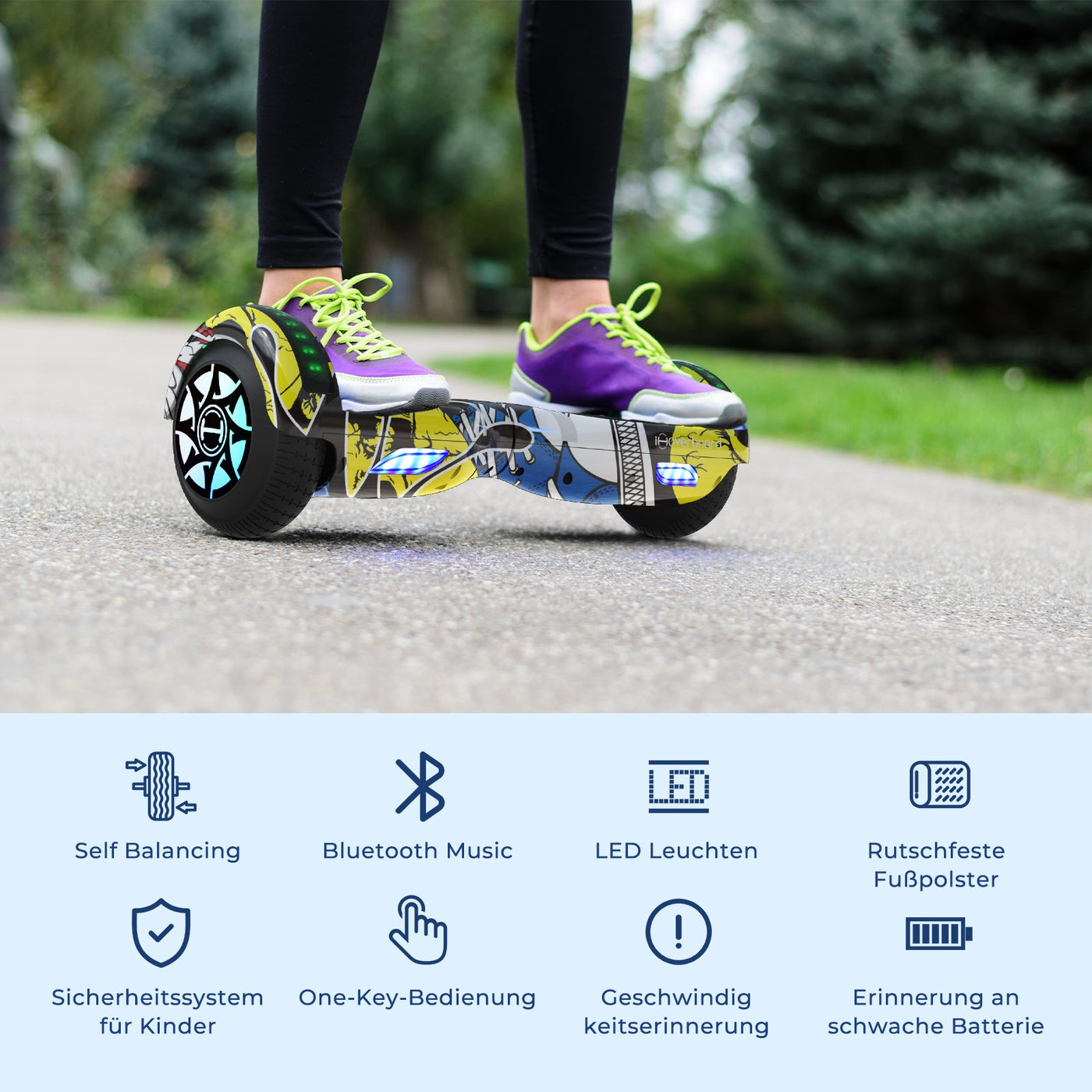 H4 Gelbes Hoverboard mit Bluetooth