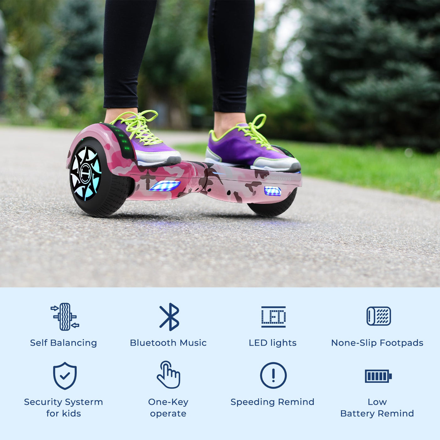 H4 Rosa Hoverboard mit Bluetooth 